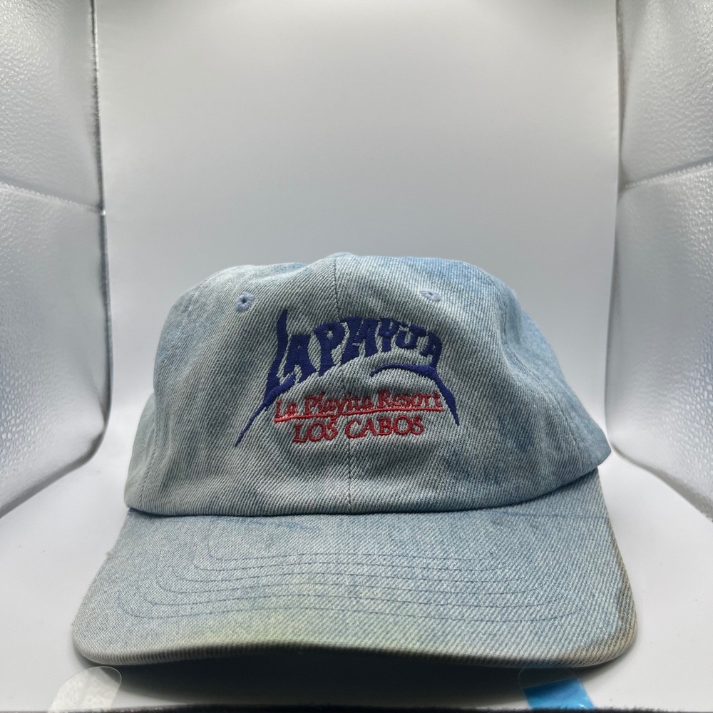 Vintage KC Caps Denim Hat Mens Denim La Playita Resort Los Cabos Strapback Faded